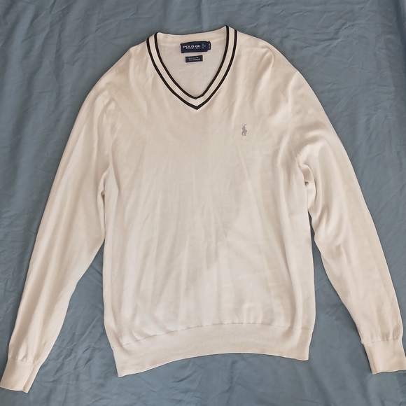 Polo Ralph Lauren Other - Vintage Ralph Lauren Cashmere Ivory V-Neck Sweater Classic Preppy